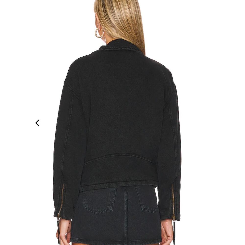 We the Free People Rebel Knit Oversized Cotton Biker Zip-Up Edgy Black Jacket - Picture 3 of 15